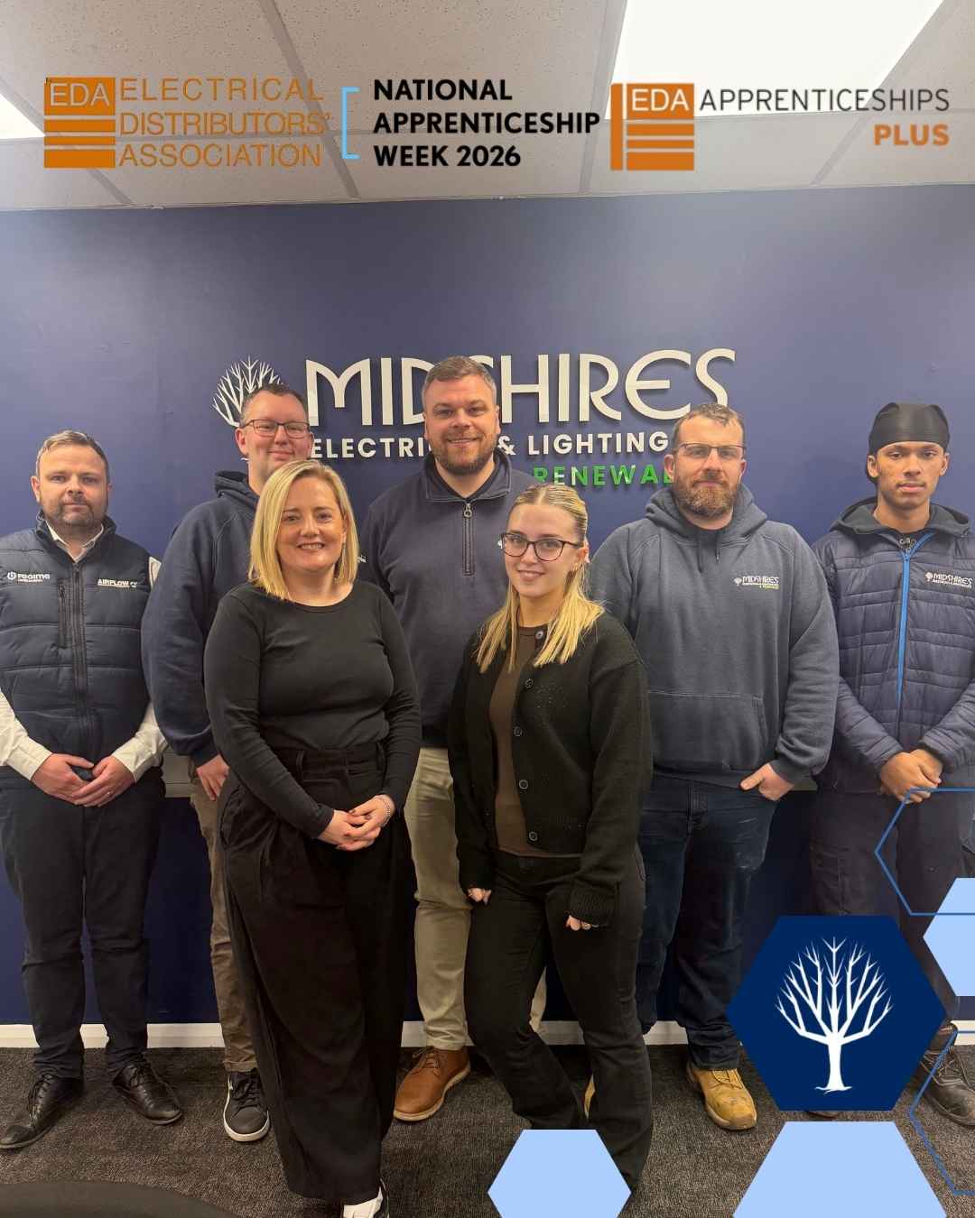 Apprentices at Midshires, celebrating national apprentice week.