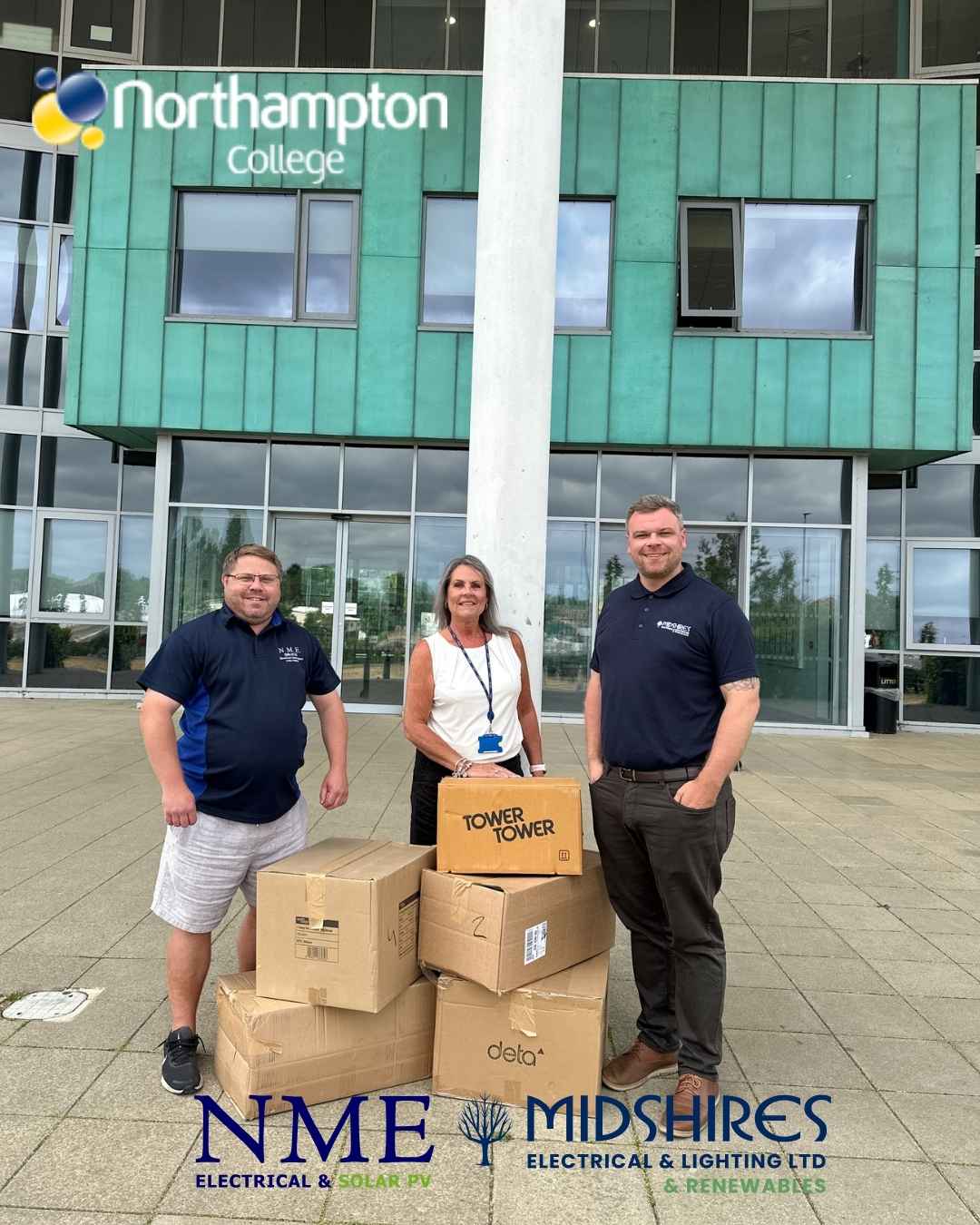 Leigh from NME and Craig donated supplies to Northampton College